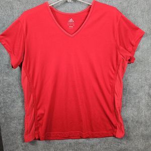 Adidas Women's Red Athletic Top Size XL vneck short sleeve